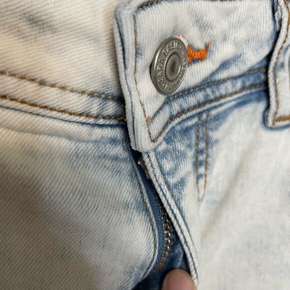 Zara Denim Skinny Jeans 4 Womens Light Wash Asym Raw Hem Casual Pockets - Picture 3 of 5